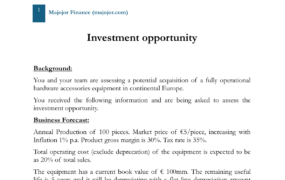 F230006 Investment opportunity (测试题 + Excel + 视频)