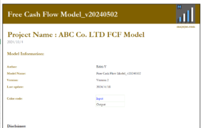 FCF Model 自由现金流量模型