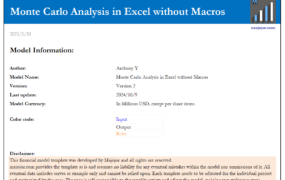 Monte Carlo Analysis in Excel without Macros （蒙特卡罗分析）