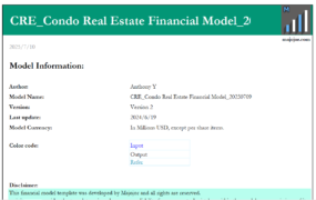P230007 CRE_Condo Real Estate Financial Model