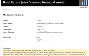 O230033 Real Estate Joint Venture financial model