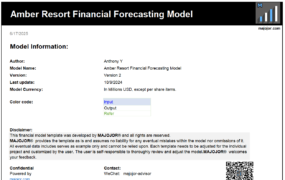 Resort Financial Model (度假村投资回报现金流模型）